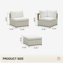 PURPLE LEAF Griffin Symmetrical Patio Conversation Set White with Cushion Pillows Ottoman and Premium Leather for Luxury Outdoor Living
