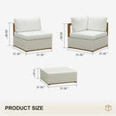 PURPLE LEAF Griffin U-shaped Patio Conversation Set White with Cushion Pillows Ottoman and Premium Leather for Gathering Entertaining