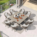PURPLE LEAF Patio Dining Sets Aluminum Frame and Handwoven Wicker Chairs Set for Garden Deck, Cushions and Pillows included