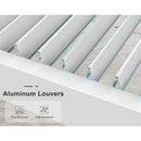PURPLE LEAF Athena Louvered Pergola White Outdoor Aluminum Pergola with Roller Blind Adjustable Gazebo for Patio Deck Garden
