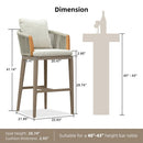 PURPLE LEAF Hailar Outdoor Bar Stools Chair Modern Rattan Bar Stool with Back and Cushion for Balcony, Indoor or Outdoor, Kitchen Island
