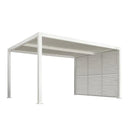 PURPLE LEAF Athena Louvered Pergola white Outdoor Aluminum Pergola with Shutter Wall Adjustable Gazebo Rainproof for Patio Deck Garden