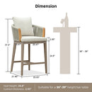 PURPLE LEAF Hailar Outdoor Bar Stools Chair Modern Rattan Bar Stool with Back and Cushion for Balcony, Indoor or Outdoor, Kitchen Island