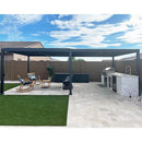PURPLE LEAF Caesar Solar Louvered Pergola with LED Strip Lights and Control Panel Aluminum Outdoor Pergola with Adjustable Roof for Patio Deck Garden Yard Gray