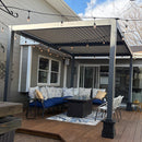 PURPLE LEAF Athena Louvered Pergola Modern Grey Pergola with White Roof for Deck Backyard Garden