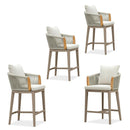 PURPLE LEAF Hailar Outdoor Bar Stools Chair Modern Rattan Bar Stool with Back and Cushion for Balcony, Indoor or Outdoor, Kitchen Island