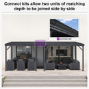 PURPLE LEAF Lean to Gazebo Metal Roof Patio Cover Built-in Drain Slots Wall Mounted Gazebo for Outdoor Extension