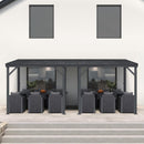 PURPLE LEAF Lean to Gazebo Metal Roof Patio Cover Built-in Drain Slots Wall Mounted Gazebo for Outdoor Extension
