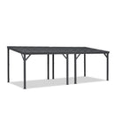 PURPLE LEAF Lean to Gazebo Metal Roof Patio Cover Built-in Drain Slots Wall Mounted Gazebo for Outdoor Extension