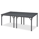 PURPLE LEAF Lean to Gazebo Metal Roof Patio Cover Built-in Drain Slots Wall Mounted Gazebo for Outdoor Extension