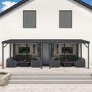 PURPLE LEAF Lean to Gazebo Metal Roof Patio Cover Built-in Drain Slots Wall Mounted Gazebo for Outdoor Extension