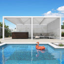 PURPLE LEAF Athena Louvered Pergola white Outdoor Aluminum Pergola with Shutter Wall Adjustable Gazebo Rainproof for Patio Deck Garden
