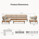 PURPLE LEAF Sicilia Classical Modular Outdoor Sectional with Sunbrella Khaki Cushions Flexible Layout for Porch Relaxation Space