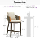 PURPLE LEAF Hailar Outdoor Bar Stools Chair Modern Rattan Bar Stool with Back and Cushion for Balcony, Indoor or Outdoor, Kitchen Island