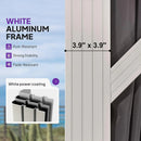 PURPLE LEAF Modern Gazebo Grey Hardtop Galvanized Steel Double Roof White Aluminum Poles with Curtains and Netting with Lights-milky
