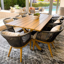 PURPLE LEAF Teak Patio Dining Set with Cushions and Pillow All-Weather Wicker Patio Table Set for Garden, Deck, and Yard