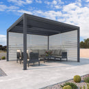 PURPLE LEAF Athena Louvered Pergola Grey Outdoor Aluminum Pergola with Roller Blind Adjustable Gazebo for Patio Deck Garden
