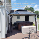 PURPLE LEAF Modern Gazebo Grey Hardtop Galvanized Steel Double Roof White Aluminum Poles with Curtains and Netting with Lights-milky