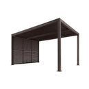 PURPLE LEAF Athena Louvered Pergola Bronze Outdoor Aluminum Pergola with Shutter Wall Adjustable Gazebo Rainproof for Patio Deck Garden