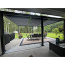 PURPLE LEAF Caesar Solar Louvered Pergola with LED Strip Lights and Control Panel Aluminum Outdoor Pergola with Adjustable Roof for Patio Deck Garden Yard Gray