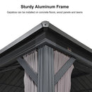 PURPLE LEAF Grey Hardtop Gazebo with Heavy Duty Galvanized Steel Double Roof with String Lights-milky