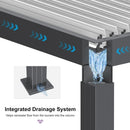 PURPLE LEAF Caesar Louvered Pergola with String Lights Patio Aluminum Pergola with Independent Adjustable Rainproof Roof With Yellow Lights
