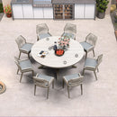 PURPLE LEAF Round Outdoor Dining Set Patio Aluminum Dining Set Round Table and Wicker Chairs with Sunbrella Cushions for Kitchen Deck