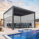 PURPLE LEAF Athena Louvered Pergola Grey Outdoor Aluminum Pergola with Roller Blind Adjustable Gazebo for Patio Deck Garden
