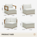 PURPLE LEAF Griffin Symmetrical Patio Conversation Set White with Cushion Pillows Ottoman and Premium Leather for Luxury Outdoor Living