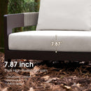PURPLE LEAF Tuscany L-Shaped Patio Conversation Set with Removable Cushions and Pillows Bronze Aluminum Frame Outdoor Couch Sets for Porch Yard Garden