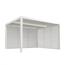 PURPLE LEAF Athena Louvered Pergola white Outdoor Aluminum Pergola with Shutter Wall Adjustable Gazebo Rainproof for Patio Deck Garden