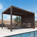 PURPLE LEAF Athena Louvered Pergola Bronze Outdoor Aluminum Pergola with Shutter Wall Adjustable Gazebo Rainproof for Patio Deck Garden