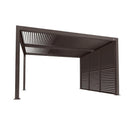 PURPLE LEAF Athena Louvered Pergola Bronze Outdoor Aluminum Pergola with Shutter Wall Adjustable Gazebo Rainproof for Patio Deck Garden