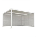 PURPLE LEAF Athena Louvered Pergola white Outdoor Aluminum Pergola with Shutter Wall Adjustable Gazebo Rainproof for Patio Deck Garden