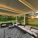 PURPLE LEAF Athena Louvered Pergola White Outdoor Aluminum Pergola with Strip Lights Adjustable Gazebo for Patio Deck Garden