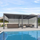 PURPLE LEAF Athena Louvered Pergola Grey Outdoor Aluminum Pergola with Roller Blind Adjustable Gazebo for Patio Deck Garden