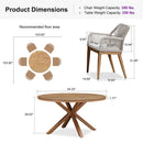PURPLE LEAF Round Outdoor Dining Set Patio Aluminum Dining Set Round Table and Wicker Chairs with Sunbrella Cushions for Kitchen Deck