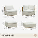 PURPLE LEAF Griffin L-shaped Patio Conversation Set White with Cushion Pillows Ottoman and Premium Leather for Patio Balcony