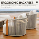 PURPLE LEAF Hailar L-Shaped Patio Conversation Set with Genuine Teak Cushions and Pillows Olefin Rope Backres Outdoor Couch Sets for Backyard Porch