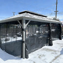 PURPLE LEAF Patio Gazebo for Pool Light Grey Hardtop Galvanized Steel Roof with Reinforcement Support Rod