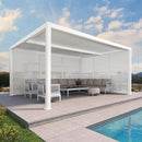 PURPLE LEAF Athena Louvered Pergola white Outdoor Aluminum Pergola with Shutter Wall Adjustable Gazebo Rainproof for Patio Deck Garden