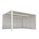 PURPLE LEAF Athena Louvered Pergola white Outdoor Aluminum Pergola with Shutter Wall Adjustable Gazebo Rainproof for Patio Deck Garden