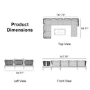 PURPLE LEAF Sicilia U-Shaped Modular Outdoor Sectional with Sunbrella White Cushions Flexible Layout for Commercial Lounge Areas