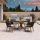 PURPLE LEAF Round Patio Dining Set with Aluminum Frame and Wicker Rattan Dining Chair with Comfortable Cushions for Deck Porch Kitchen Outdoor