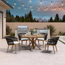 PURPLE LEAF Round Patio Dining Set with Aluminum Frame and Wicker Rattan Dining Chair with Comfortable Cushions for Deck Porch Kitchen Outdoor