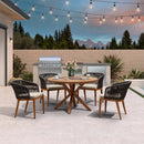 PURPLE LEAF Round Patio Dining Set with Aluminum Frame and Wicker Rattan Dining Chair with Comfortable Cushions for Deck Porch Kitchen Outdoor