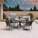 PURPLE LEAF Round Patio Dining Set with Aluminum Frame and Wicker Rattan Dining Chair with Comfortable Cushions for Deck Porch Kitchen Outdoor