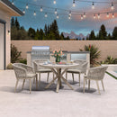 PURPLE LEAF Round Patio Dining Set with Aluminum Frame and Wicker Rattan Dining Chair with Comfortable Cushions for Deck Porch Kitchen Outdoor