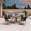 PURPLE LEAF Round Patio Dining Set with Aluminum Frame and Wicker Rattan Dining Chair with Comfortable Cushions for Deck Porch Kitchen Outdoor