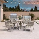 PURPLE LEAF Round Patio Dining Set with Aluminum Frame and Wicker Rattan Dining Chair with Comfortable Cushions for Deck Porch Kitchen Outdoor